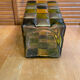 Vase ancien style Murano en verre polychrome motif damier peint à la main