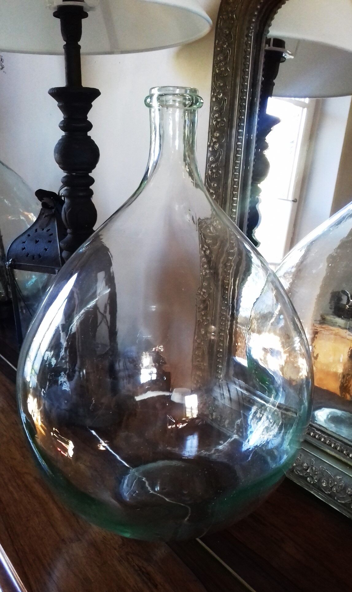 Transparent glass demijohn 15 L canister