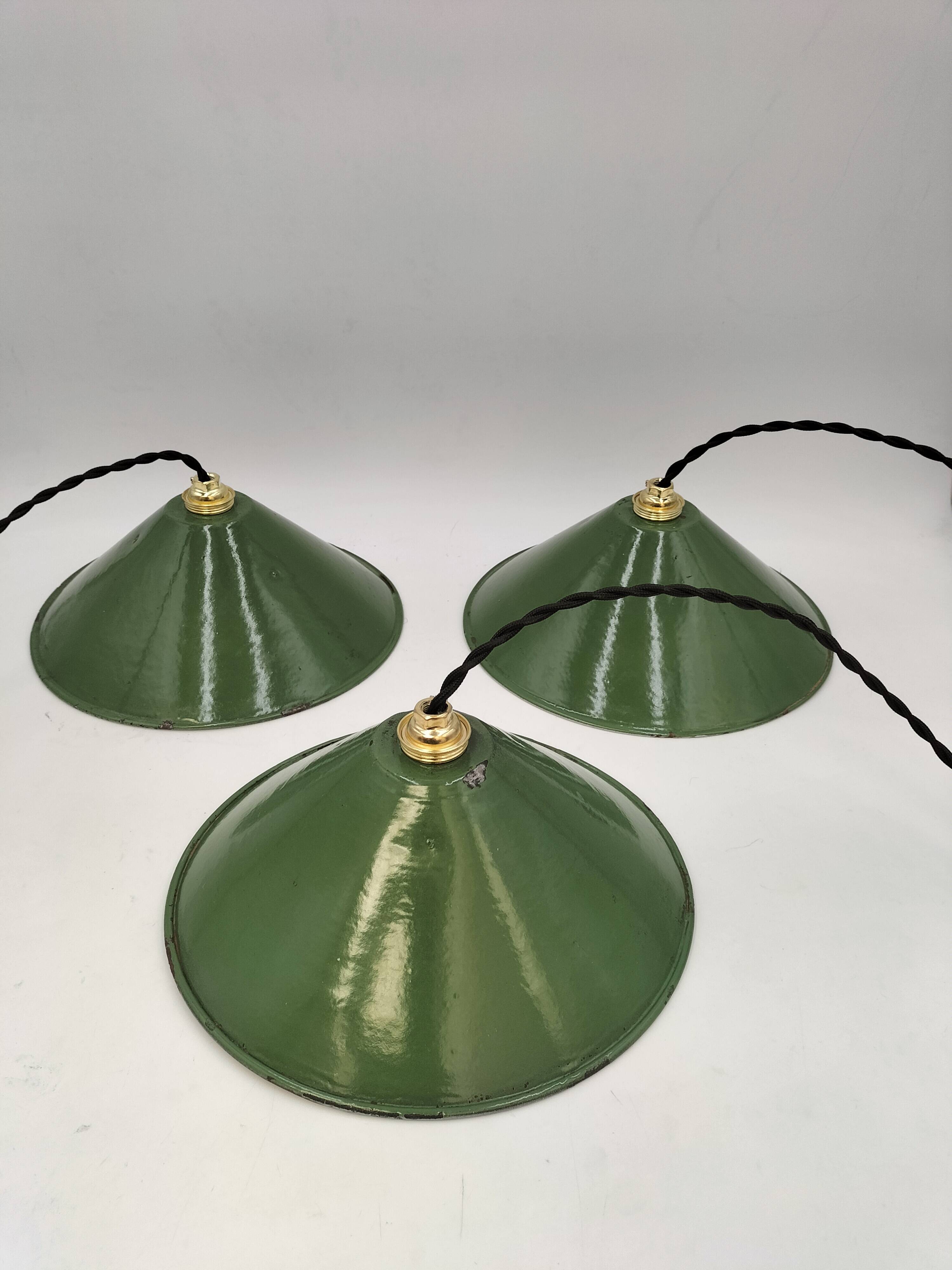Enameled sheet metal cone pendants