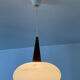 Louis Kalff pendant light in teak and opaline