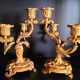 Pair of candlestick candlesticks antique torches in gilded bronze nineteenth century