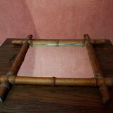 Ancien miroir bois style bambou décoration 40x46 vintage