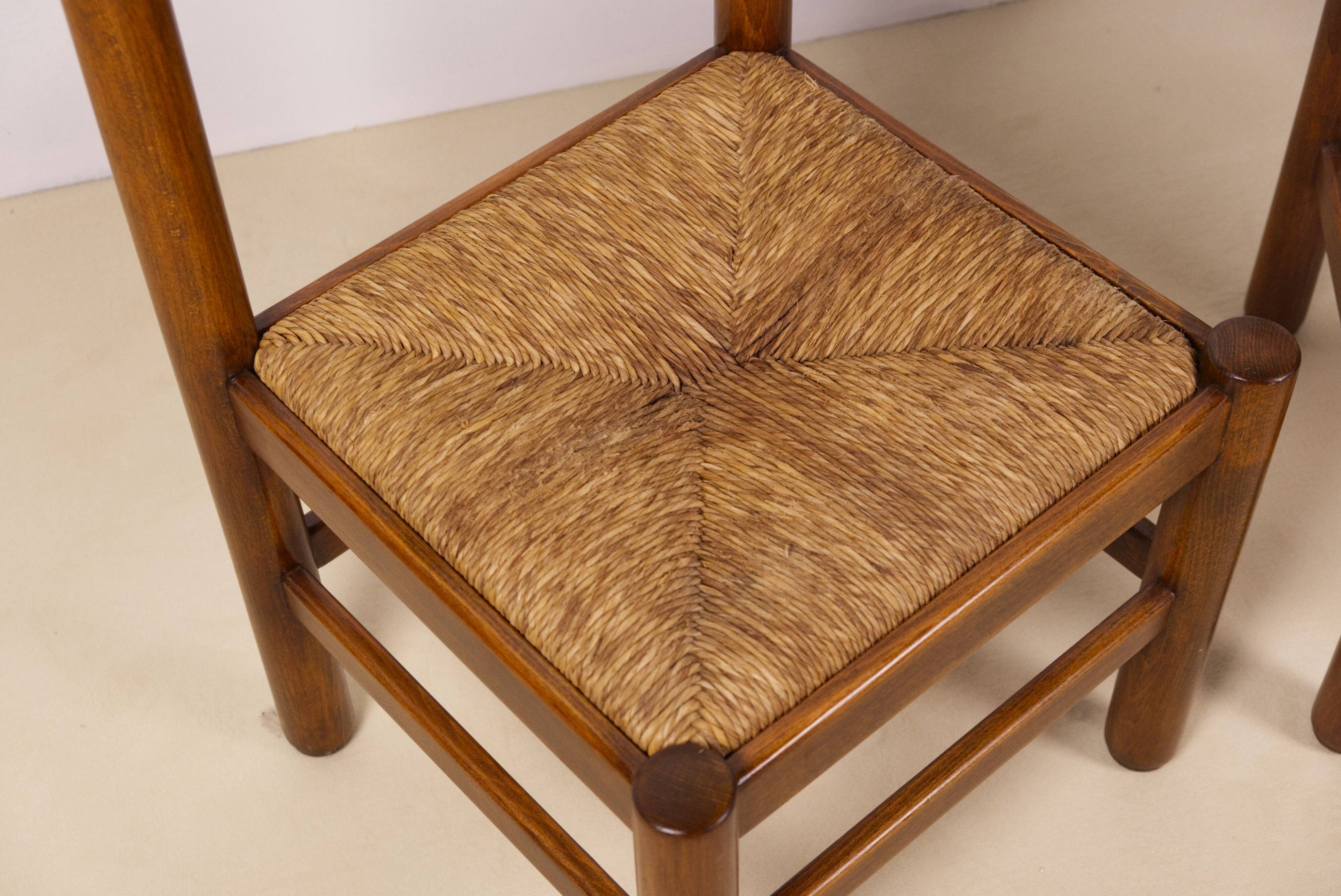 Pair of Beech and Rope Dining Chairs — in the Style Magistretti/Michelucci
