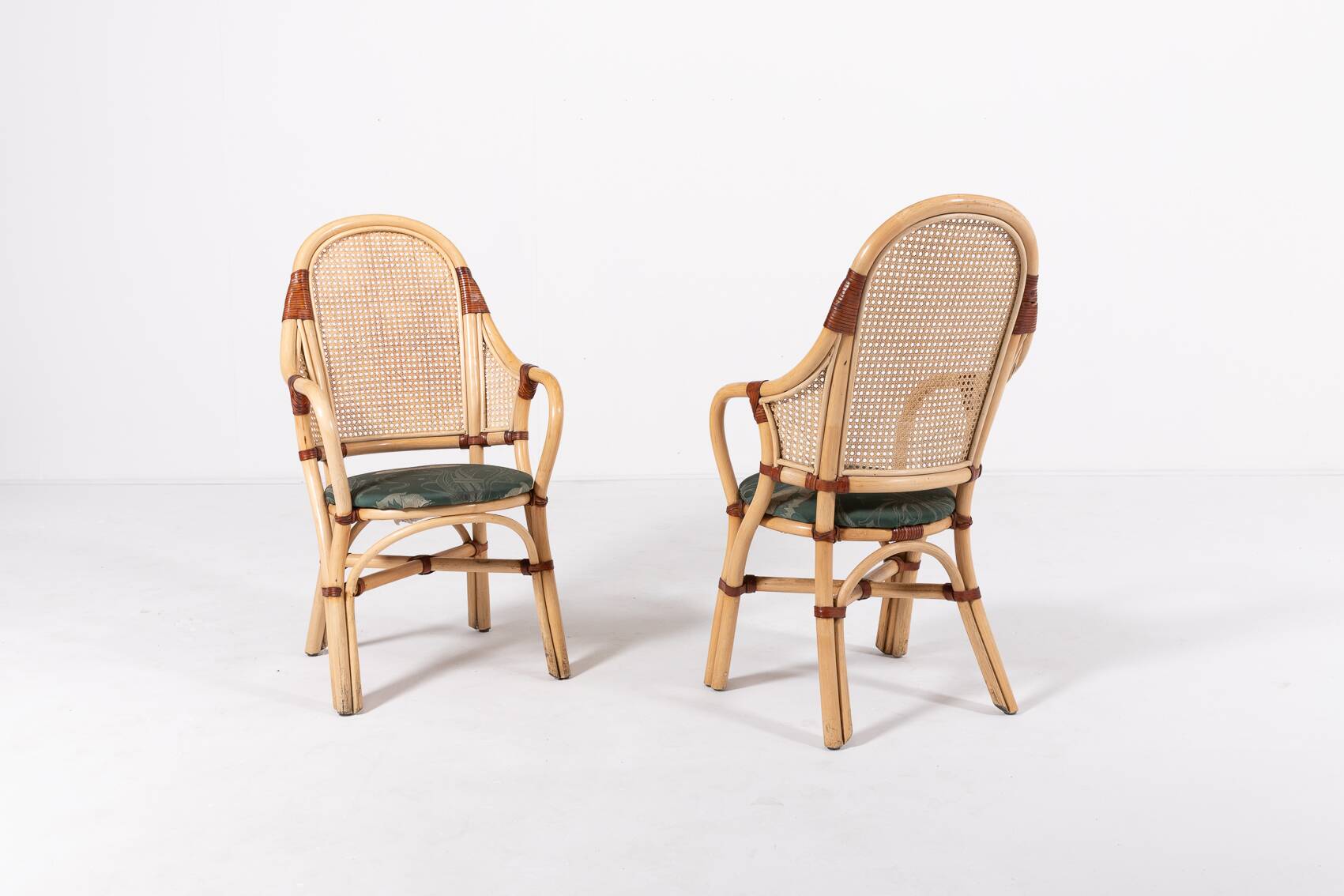 Set of 2 Vintage 1970’s Rattan-Bamboo indoor/outdoor chairs