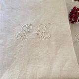 Damask cotton tea towels monogram LP.