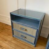 Pair of vintage rattan bedside tables