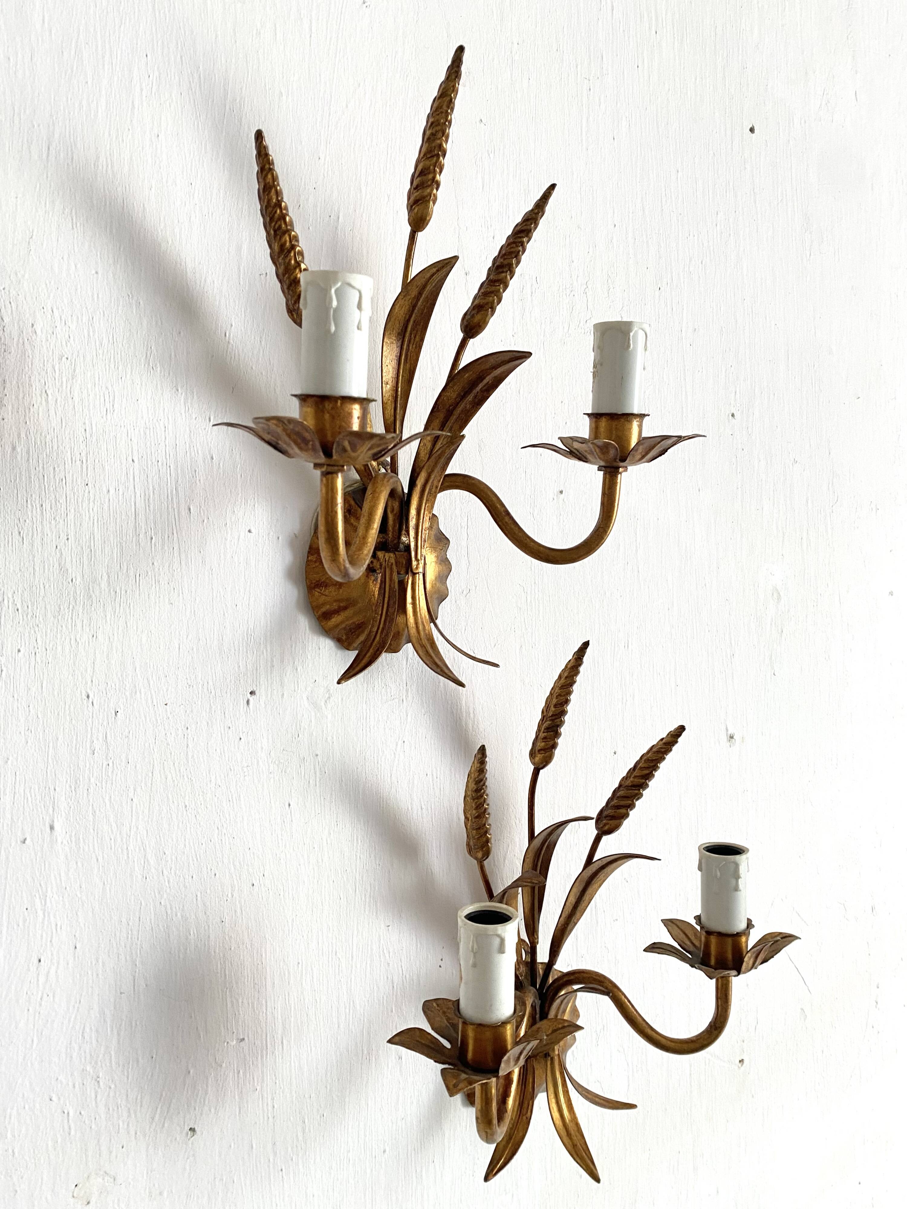 Hollywood Regency Italian wheat ear sconces