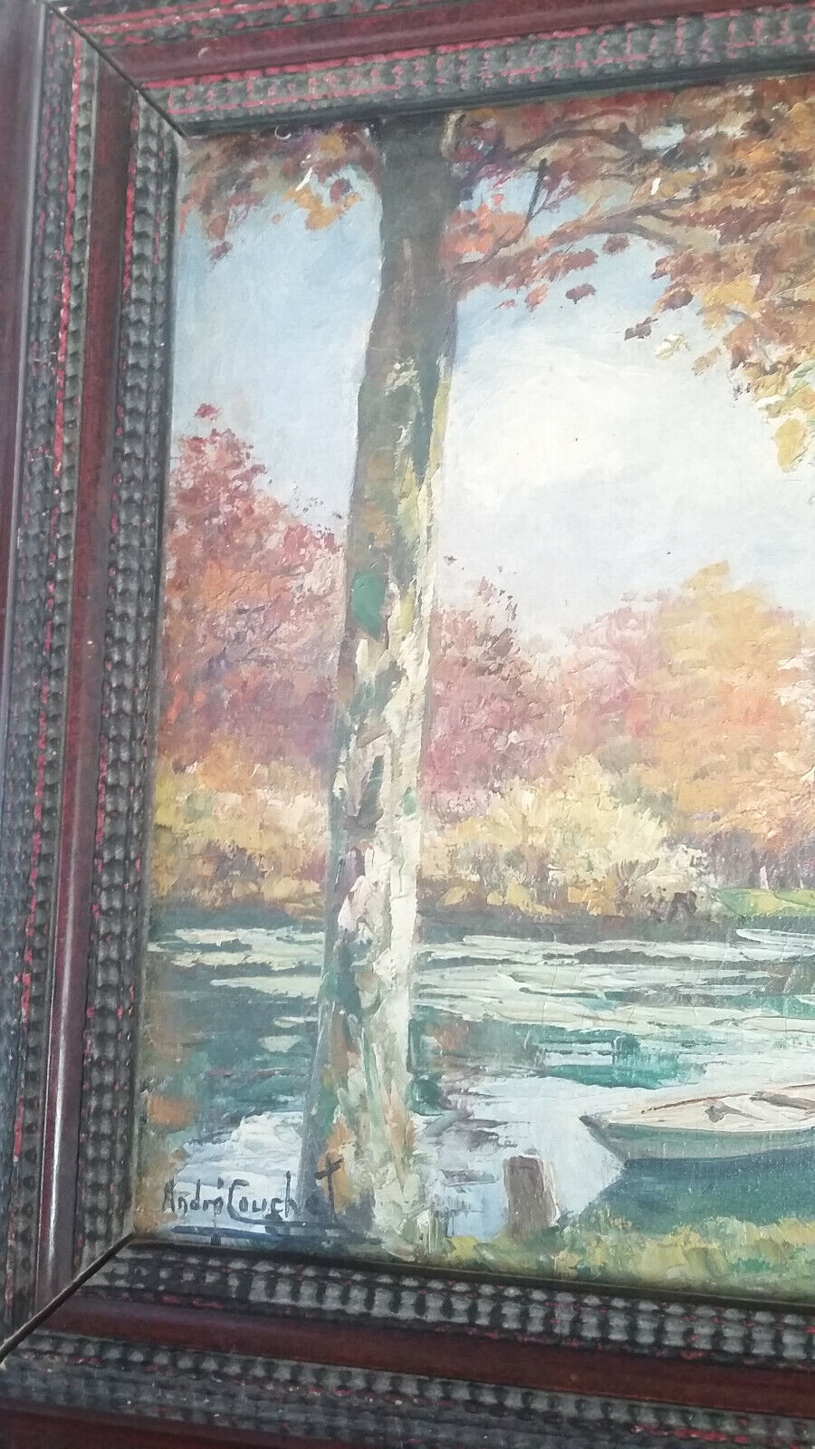 Oil on canvas signed André Couchet Autumn landscape