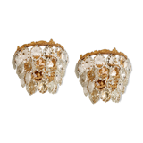 Bakalowits wall sconces, brass and crystal glass, Austria, 1960s