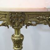 Console in brass and pink alabaster