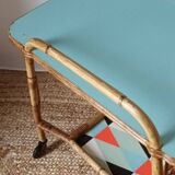 Vintage bamboo rattan serving trolley