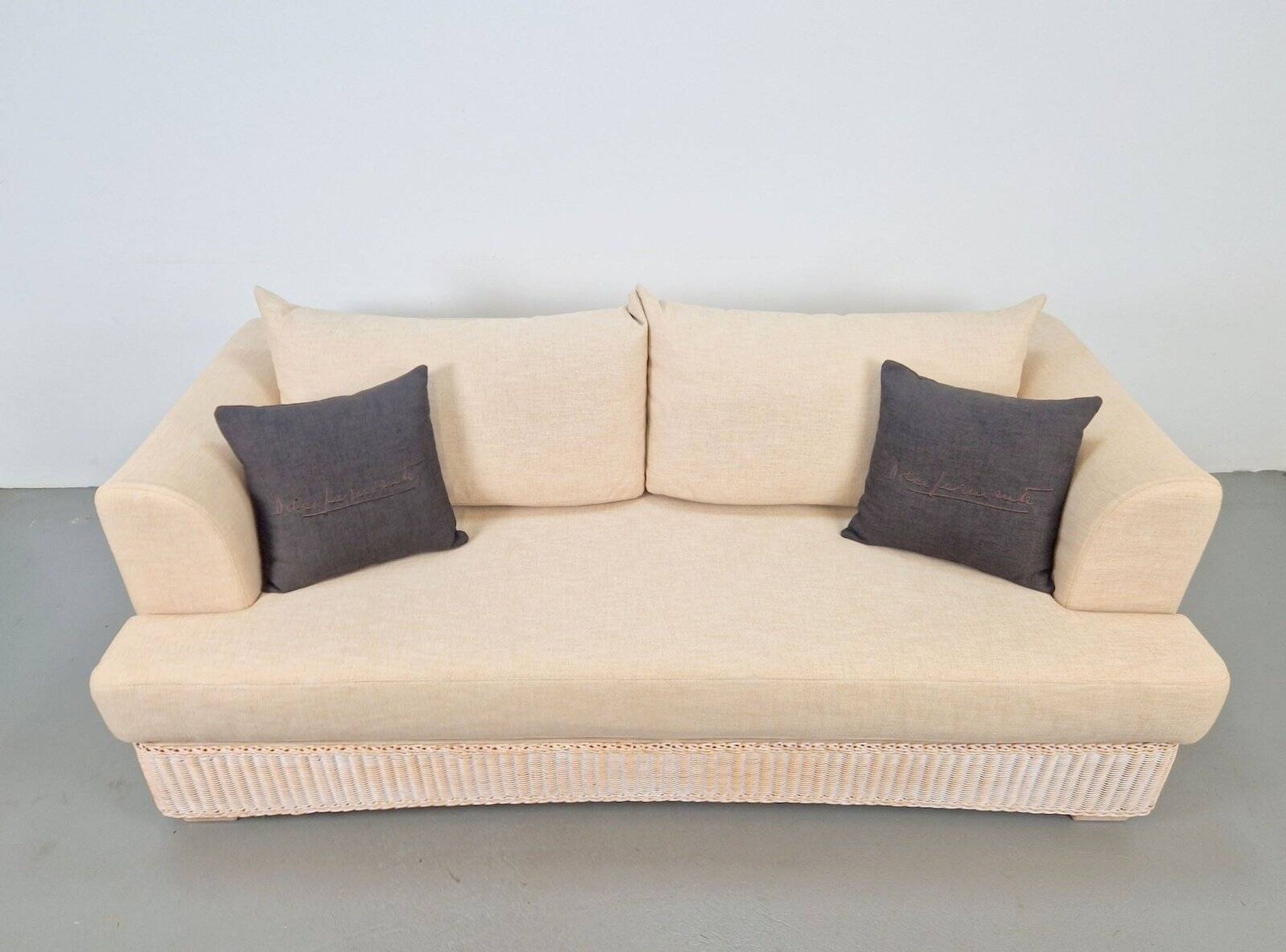 Modern Outdoor Wicker Linen Sofa by DFN SRL for Dolcefarniente Leda, Italy