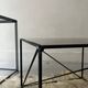 Isosceles coffee table in wire metal and black smoked glass, Max Sauze design 1970
