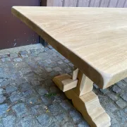 Large stripped monastery table in raw solid oak 225cm 1970