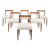 Ensemble de 6 chaises en teck avec nouveau tissu bouclé