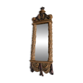 Miroir Sorcière Trumeau D'Applique Style Louis XVI Vintage Doré Draperie