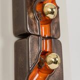 Sputnik wall lights in brown and orange ceramic, Germany 1970s