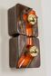 Sputnik wall lights in brown and orange ceramic, Germany 1970s