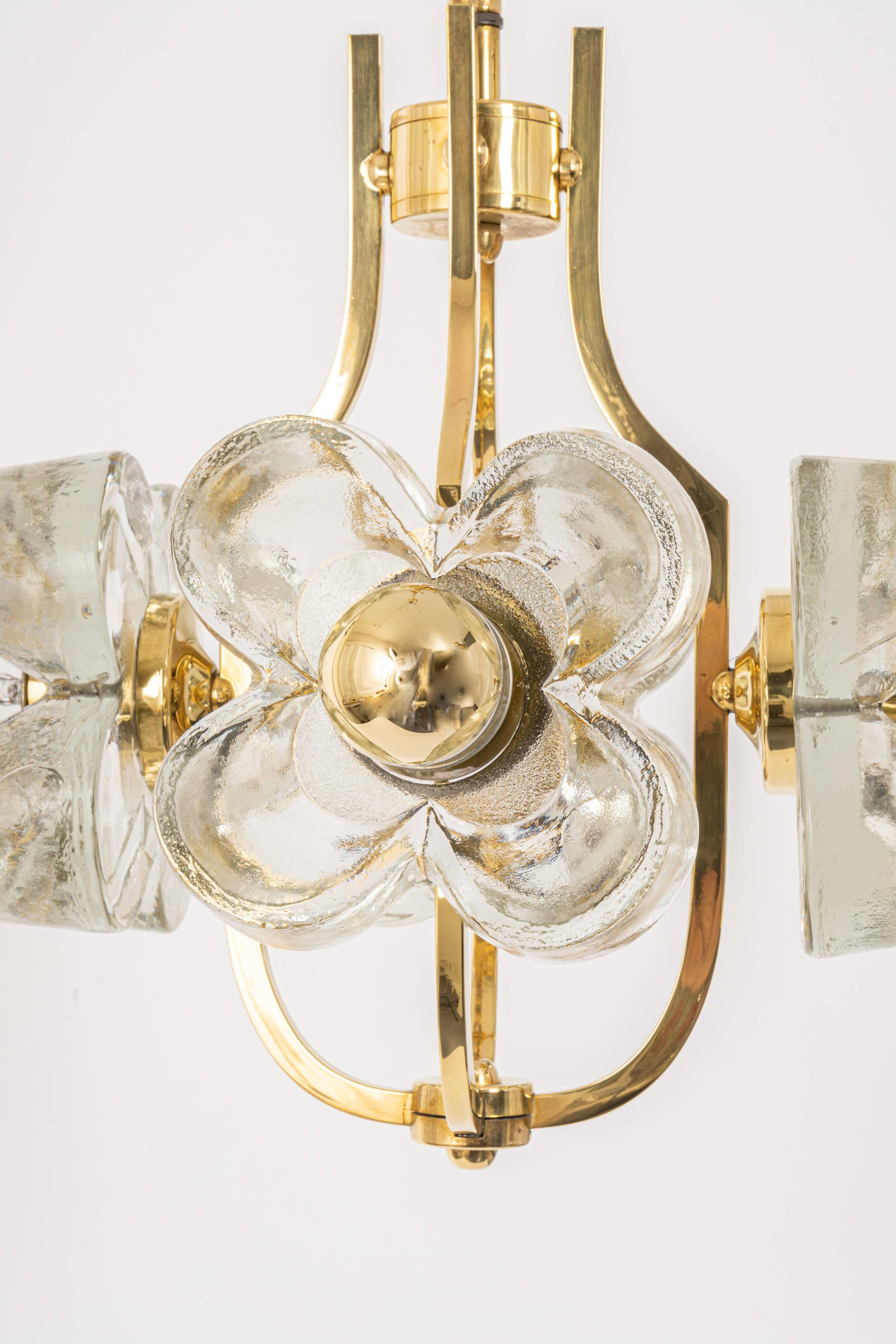 Small brass and crystal glass pendant by Sische, Germany, 1970s.