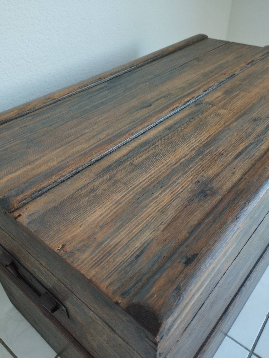 Old waxed wooden trunk 19th century