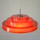 Vintage Scandinavian Design Hanging Lamp / Red Plastic Pendant Light 1970's