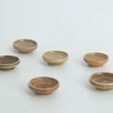 Small collection bowls in brown stoneware by Gunnar Borg, Set of 6, Mid-Century Modern.