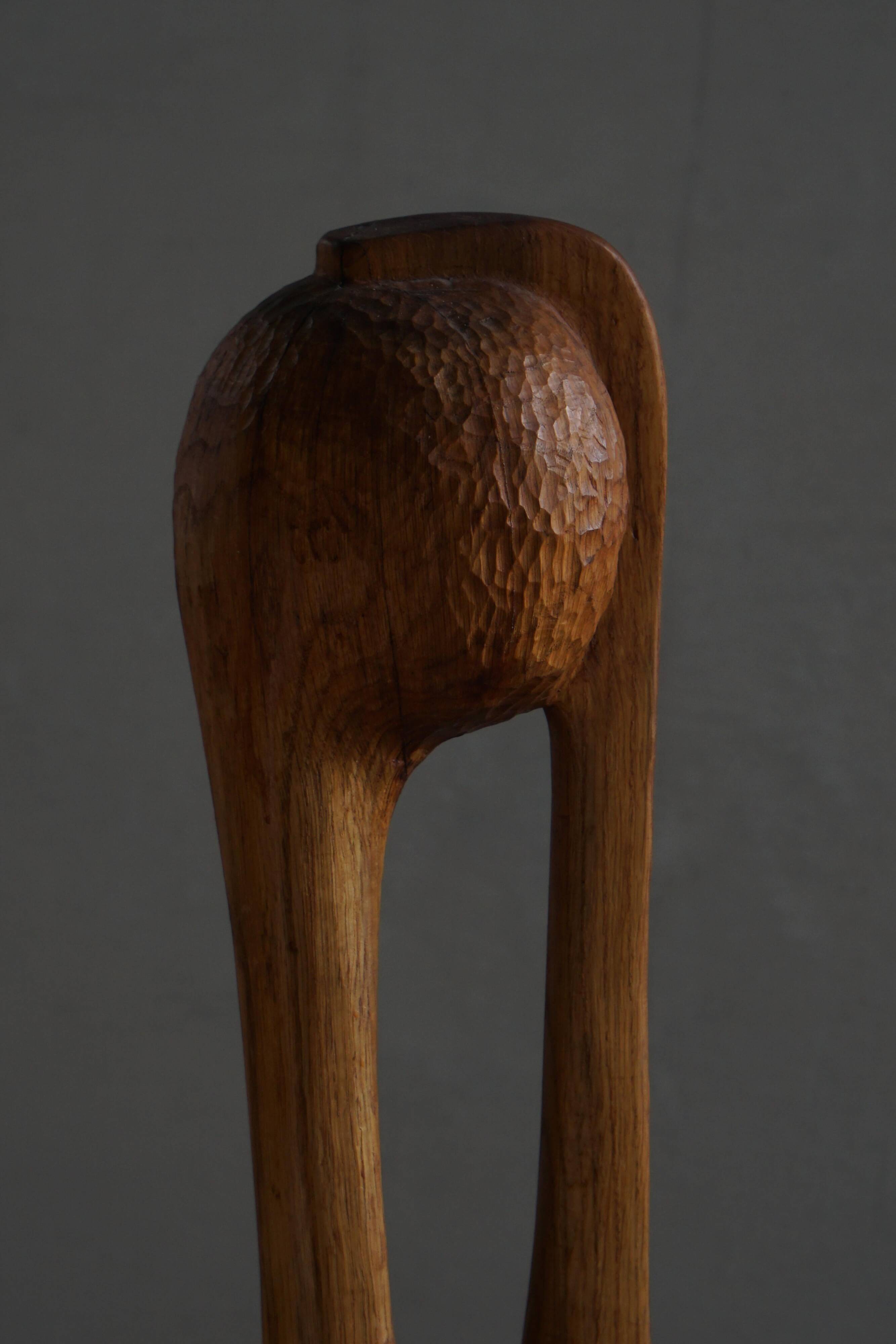 Wood sculpture "The Thoughtful One" by Ole Wettergren, Denmark, 1980s