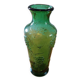 Vintage green moulded glass vase Empoli Italy - Fruit decor