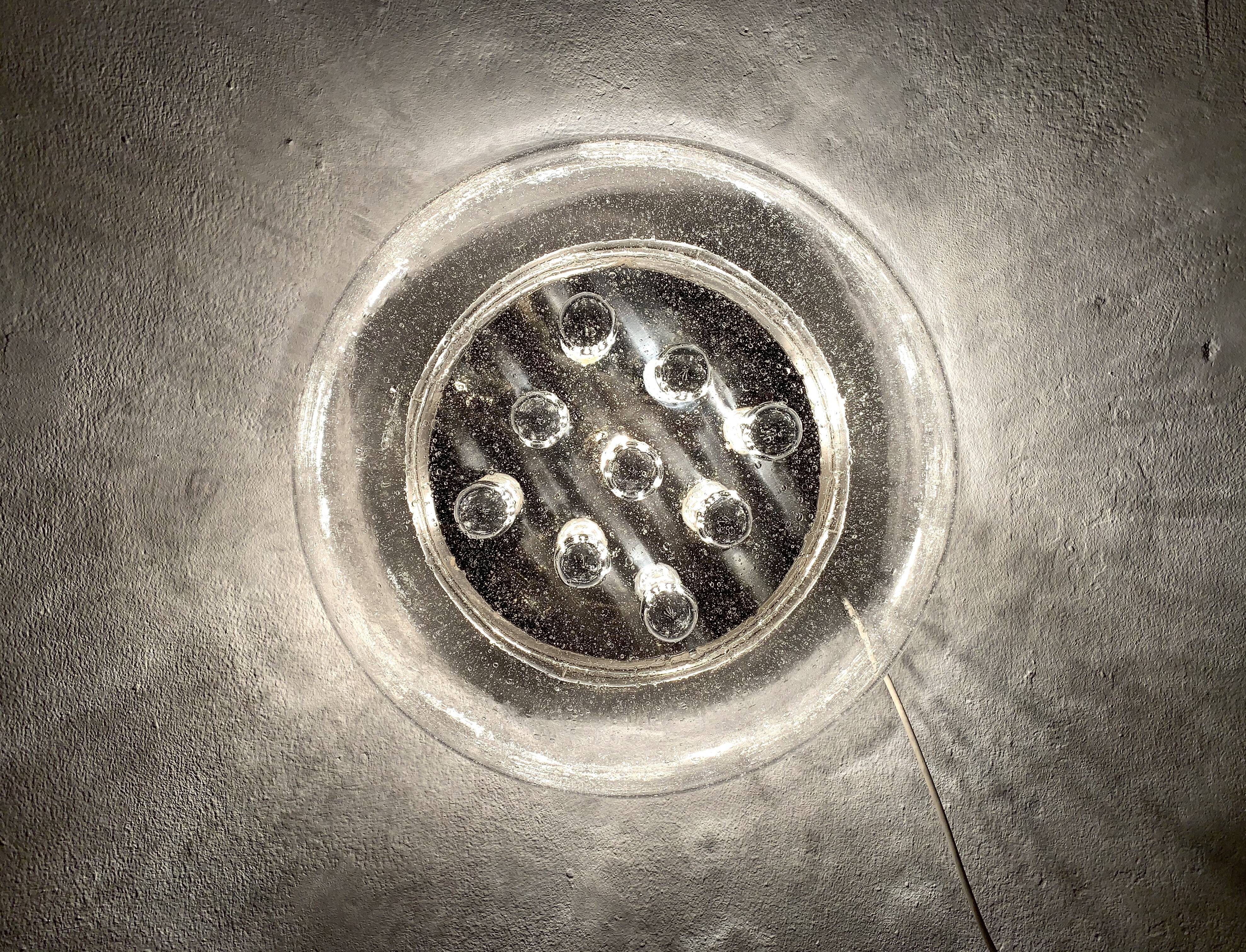 Large Bubble Glass Mushroom Flush Lamp