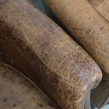 Vintage Dutch cognac coloured leather club chair, set of 2