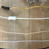 Suspension in white & gold frosted glass