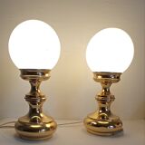 Pair of gilded metal lamps