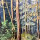 Huile sur panneau forêt vintage