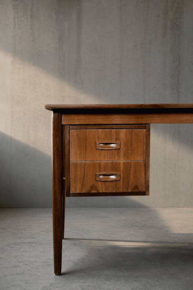 Vintage Scandinavian modern teak desk from the 1960s with drawers.