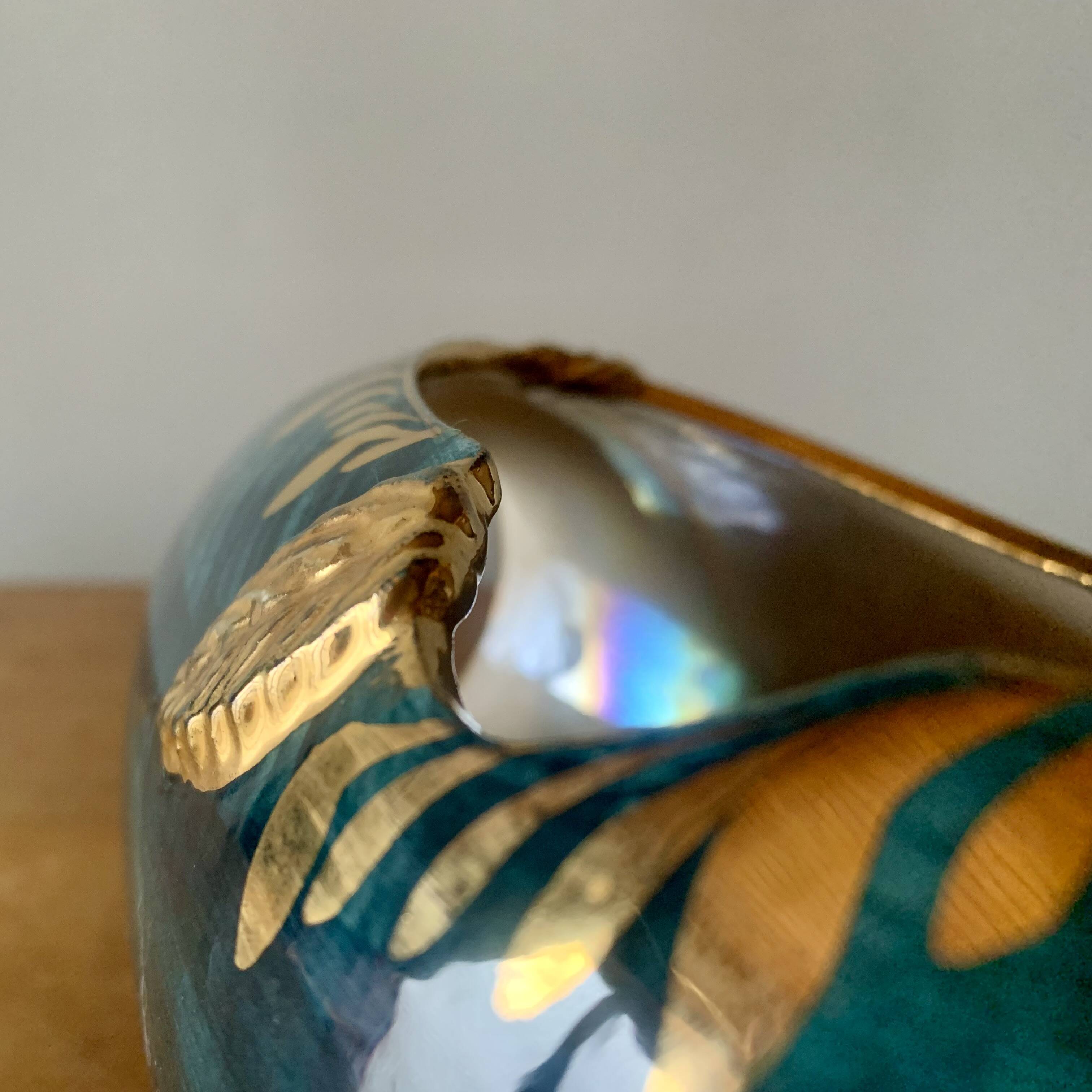 Old glazed ceramic bedside lamp - Bequet - Made in Belgium