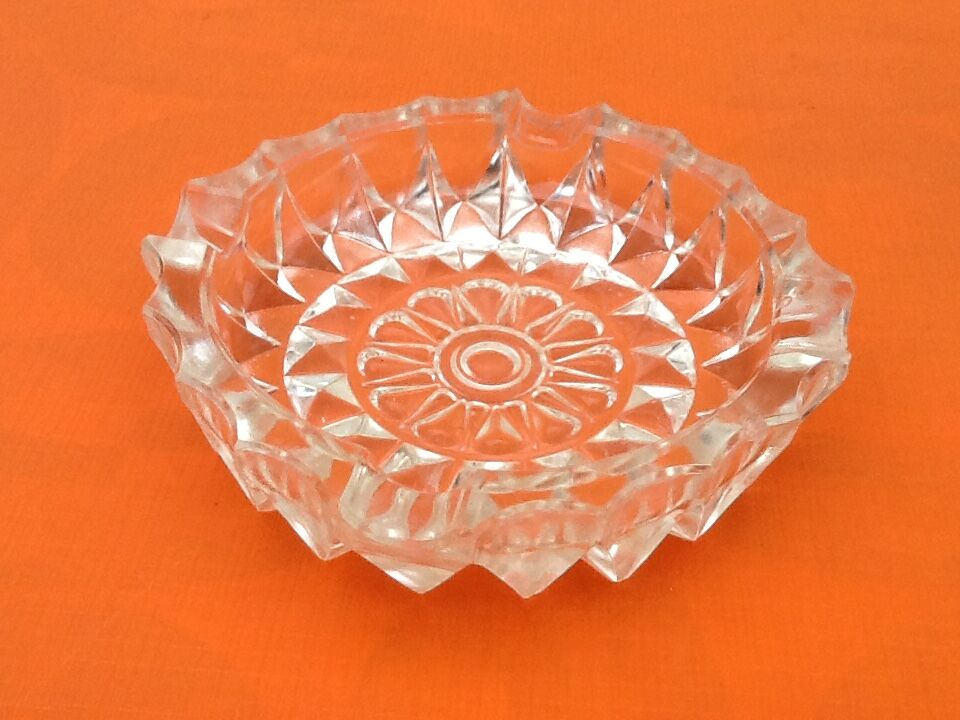 Ashtray transparent glass cut and chiseled, 1970s