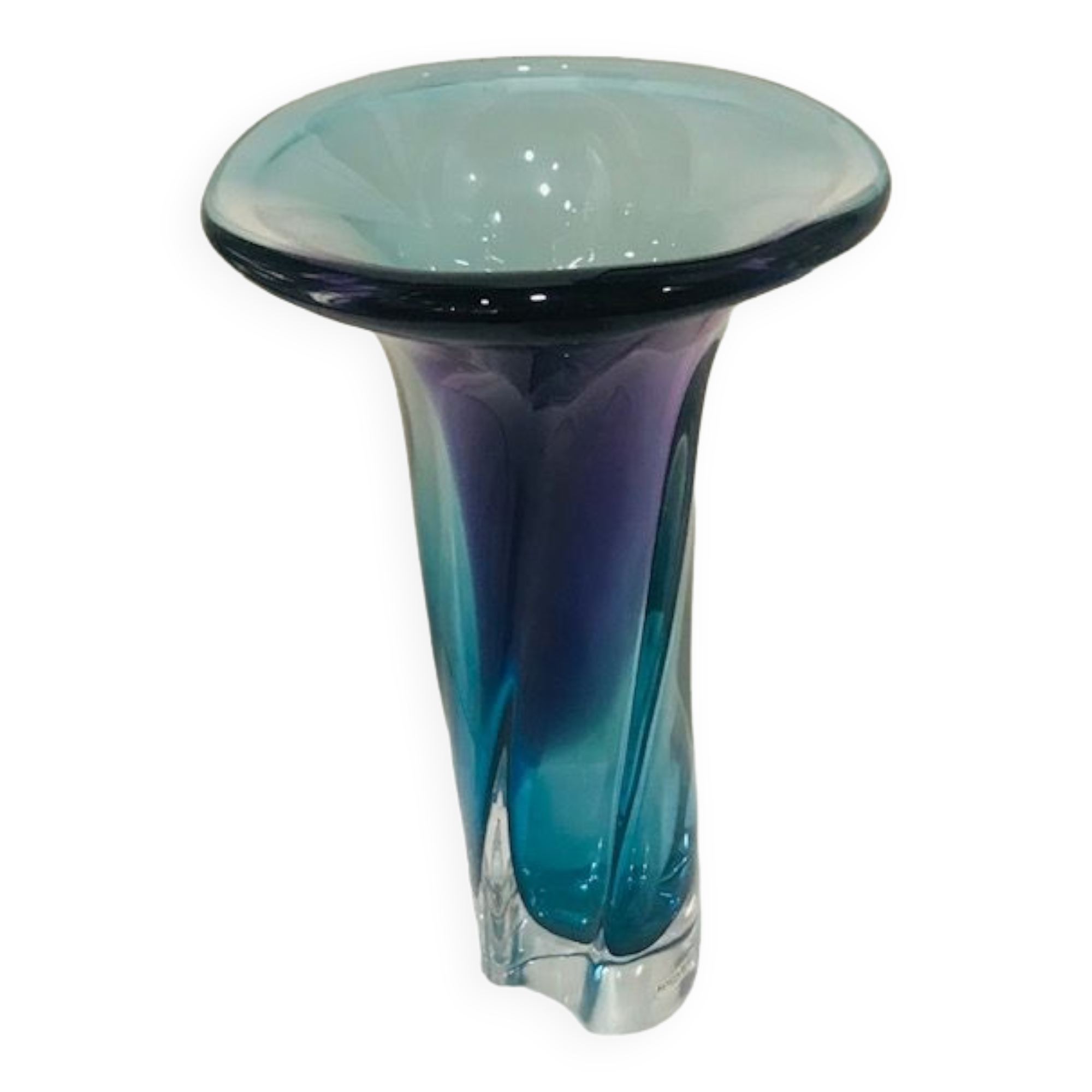 Vase kosta boda en verre violet bleu vert et transparent