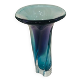 Vase kosta boda en verre violet bleu vert et transparent