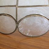 Chandelier pendant lamp in mother-of-pearl and vintage brass