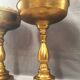 Pair of Large Cassolette Cups on Feet Gold Metal Centerpiece