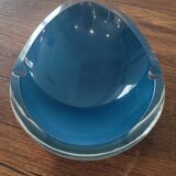 Cendrier ou vide-poche en verre d’art signé – bleu vintage design