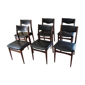 Set of 6 Scandinavian design chairs in vintage teak