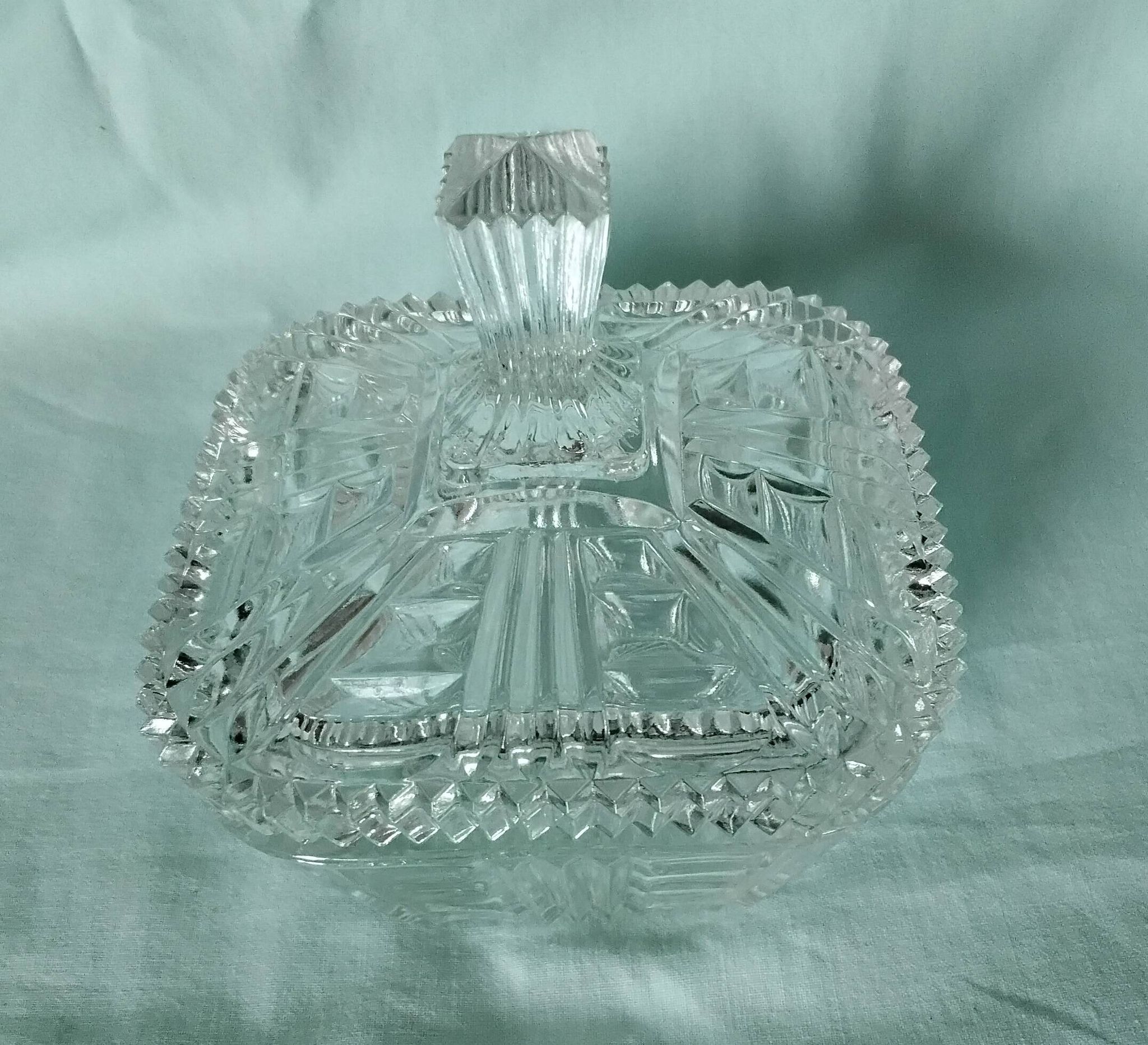 Cut glass sugar bowl