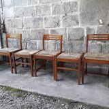 Set of 3 chairs and 2 Scandinavian stools