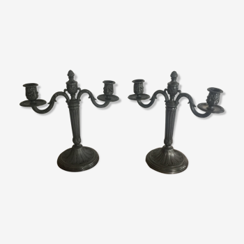 Pair of metal candlesticks