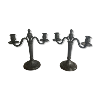 Pair of metal candlesticks