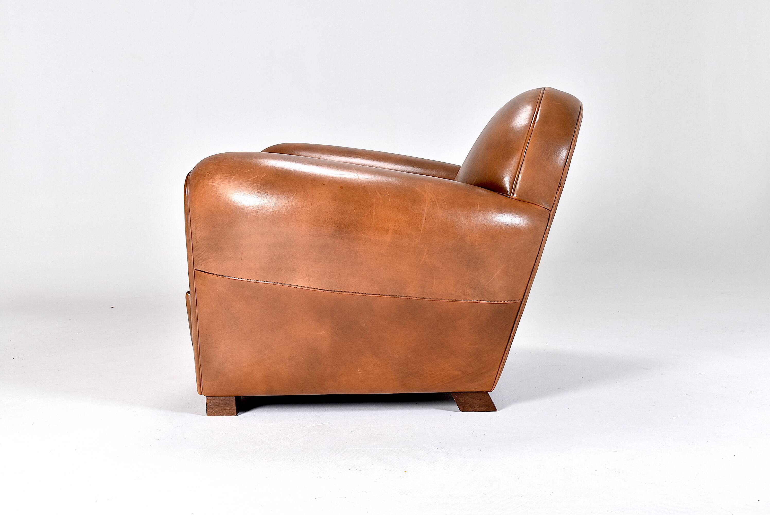 Tawny Leather Club Chair