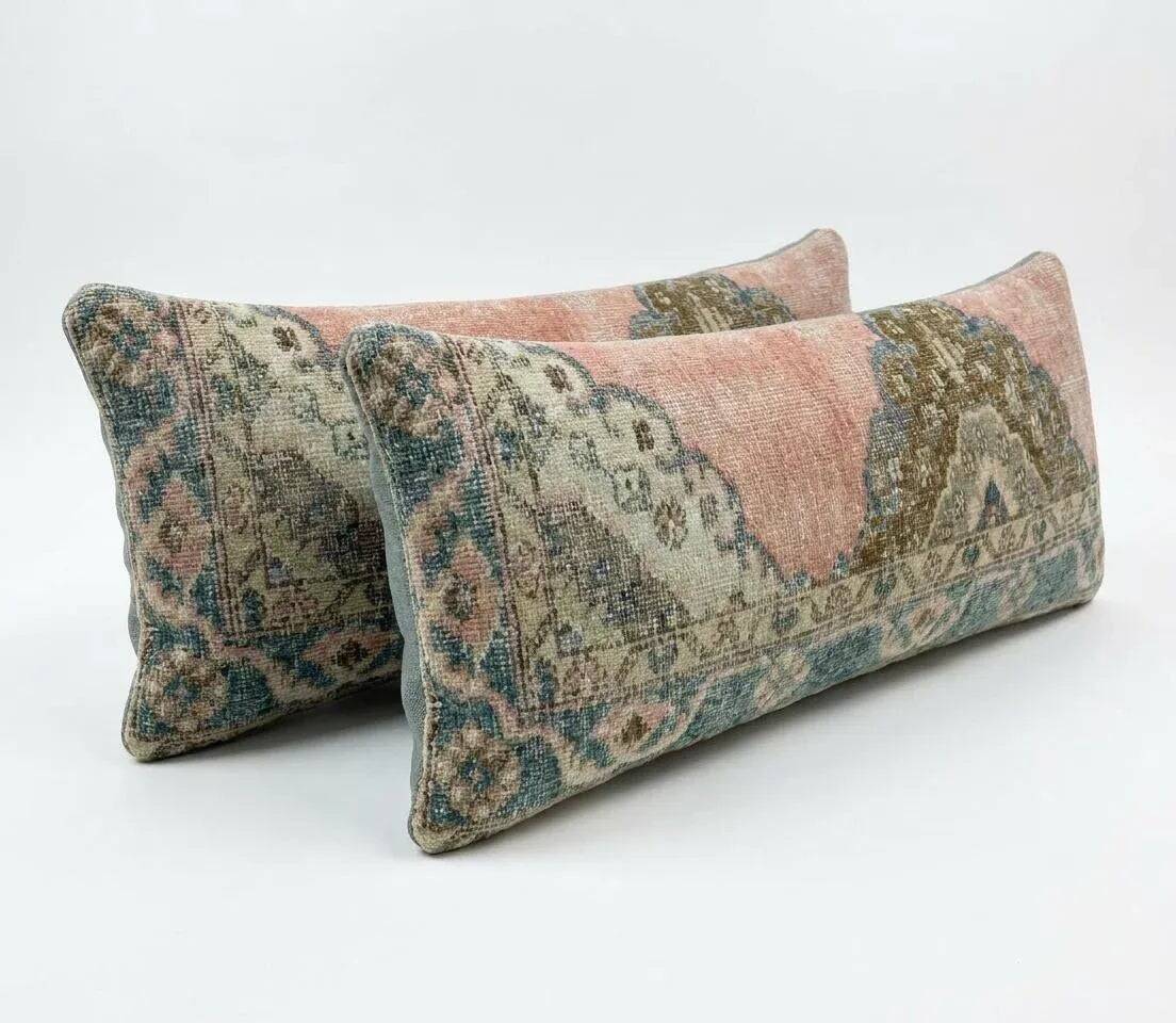 Set of 2 vintage Turkish cushion covers 38x119 cm