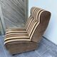 Vintage 1970s lounge chair – striped orange, brown, and cream velvet