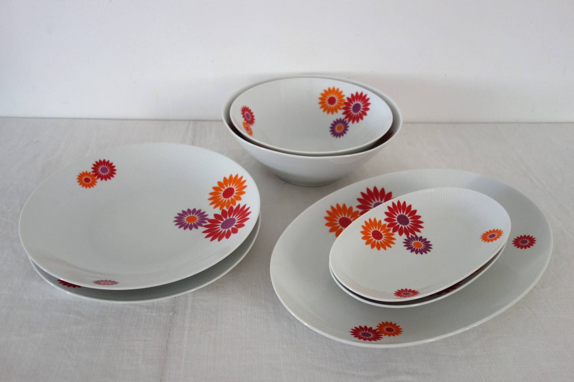 6 Assiettes Plates Seltmann Weiden West Germany 70's